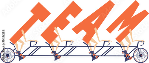 Cycling TEAM. Business and sport concept. 
Cycling letters T, E, A, M. Isolated on white background
