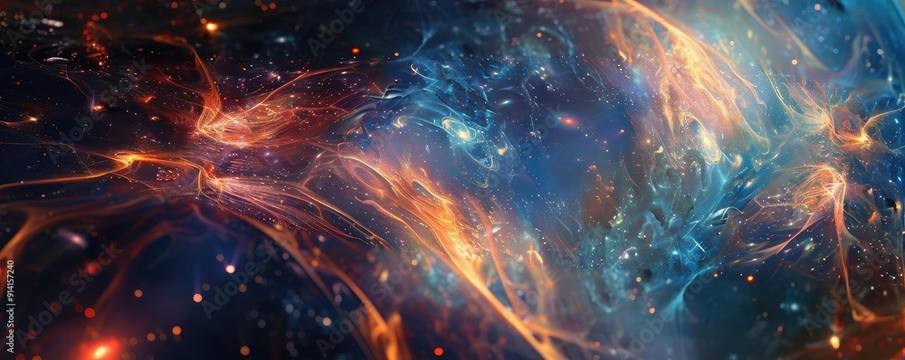 A mesmerizing cosmic scene filled with vibrant colors, swirling gases, and glimmering stars, capturing the vast beauty of the universe. A mesmerizing cosmic scene filled with vibrant colors, swirling gases, and glimmering stars, capturing the vast beauty of the universe.