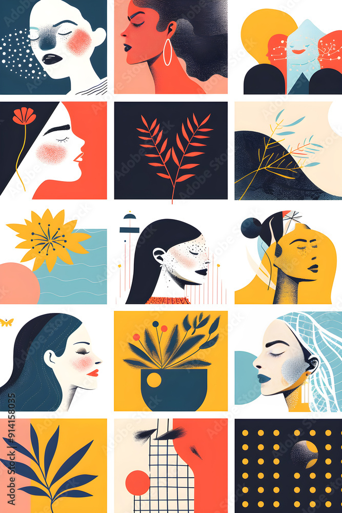 Fototapeta premium Modern Abstract Profile Icons: Minimalistic Designs for Social Media and Apps to Represent Identity
