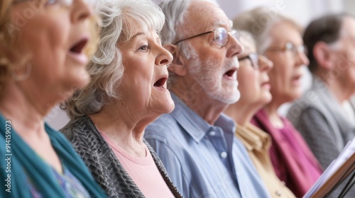 Gemeinsames Singen im Chor in der Kirchengemeinde. Seniorenchor bei der Gesangsstunde.