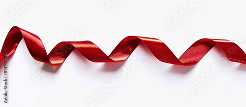 A red satin ribbon on a white background with ample copy space image available