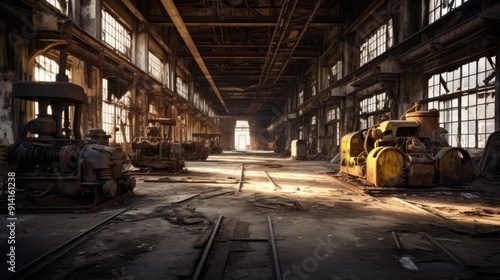 Abandoned Industrial Building with Machinery