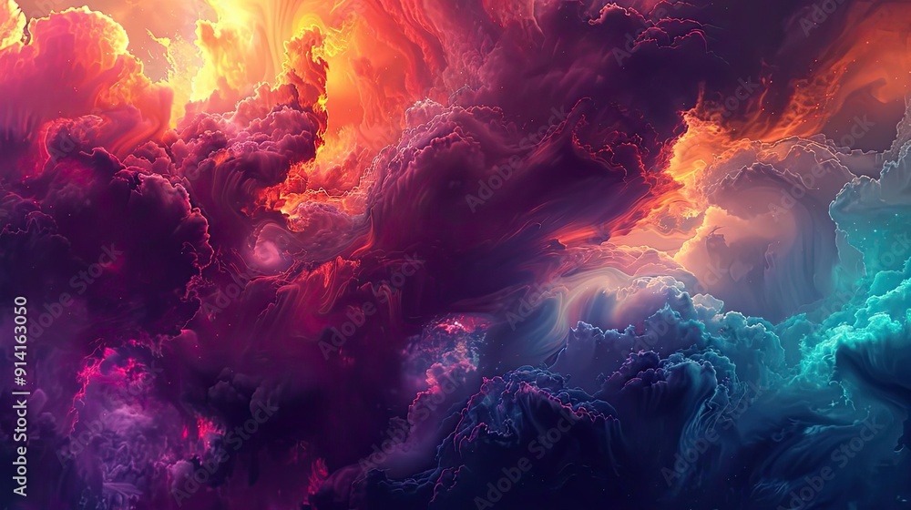 Vibrant cosmic clouds blend in hues of orange, purple, and blue, creating a stunning abstract celestial background. Vibrant cosmic clouds blend in hues of orange, purple, and blue, creating a stunning abstract celestial background.