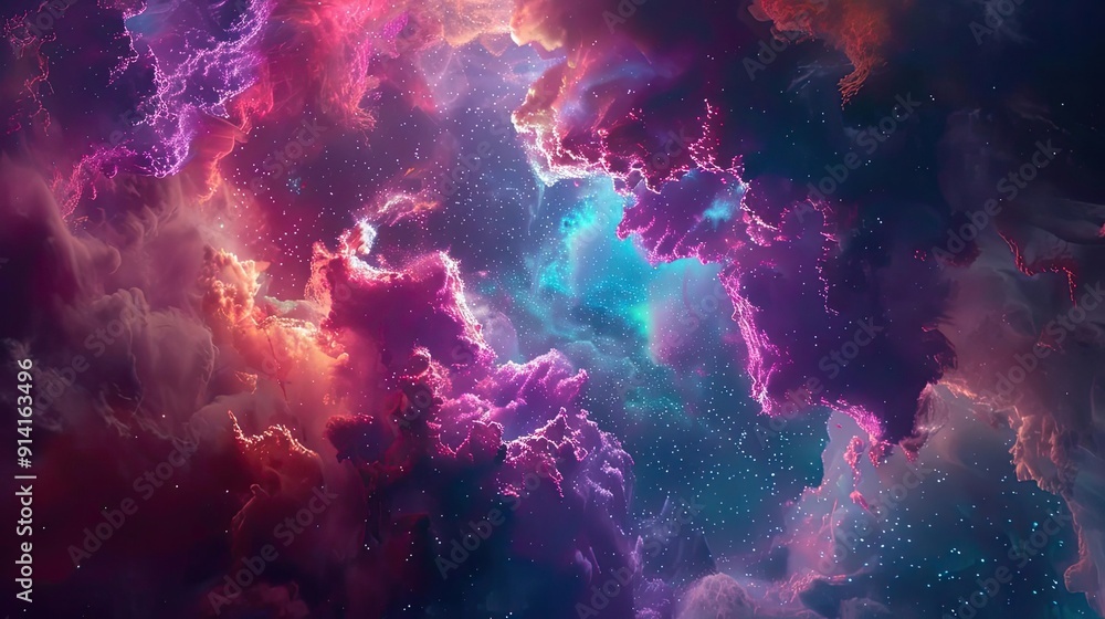 A stunning cosmic scene featuring vibrant clouds of gas and stars in a mesmerizing nebula rich in color and depth. A stunning cosmic scene featuring vibrant clouds of gas and stars in a mesmerizing nebula rich in color and depth.