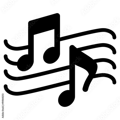 musical note on chord solid icon