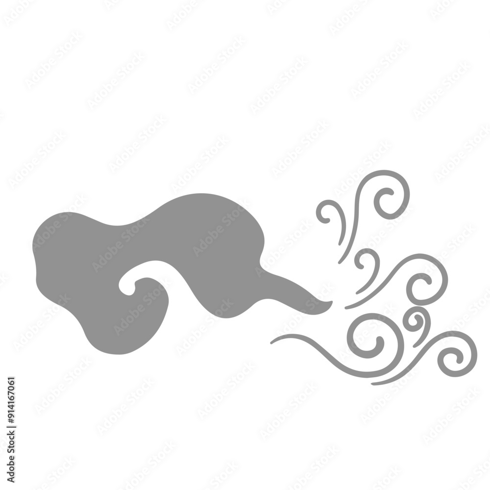 Obraz premium Wind weather, Natural movement of air symbols, waveforms of water or wind flow, vector, logo, vector illustration, abstract, art, 3d rendering