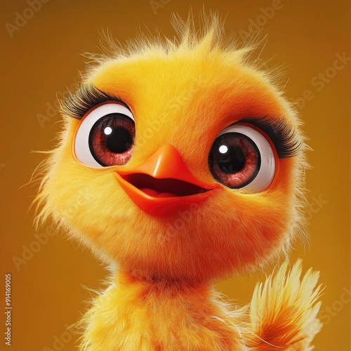 Here are 50 prompts for stock photos featuring a cartoon red-cheeked chick with a big-eyed smile