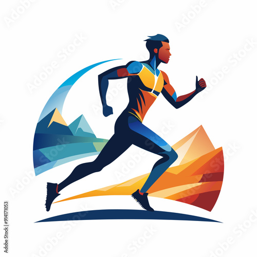 A man running in front and the sun behind him