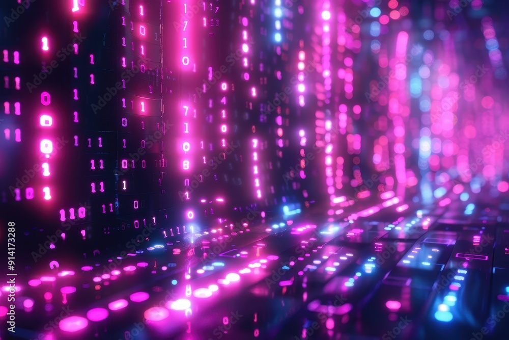 Neon Binary Code Abstract Neon Binary Code Abstract