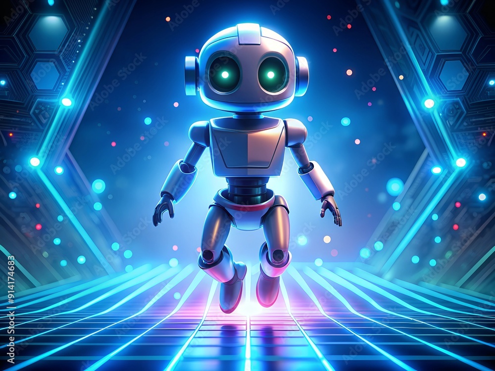 Futuristic 3D render of a robotic android character standing as a symbol of artificial intelligence and future technology Futuristic 3D render of a robotic android character standing as a symbol of artificial intelligence and future technology