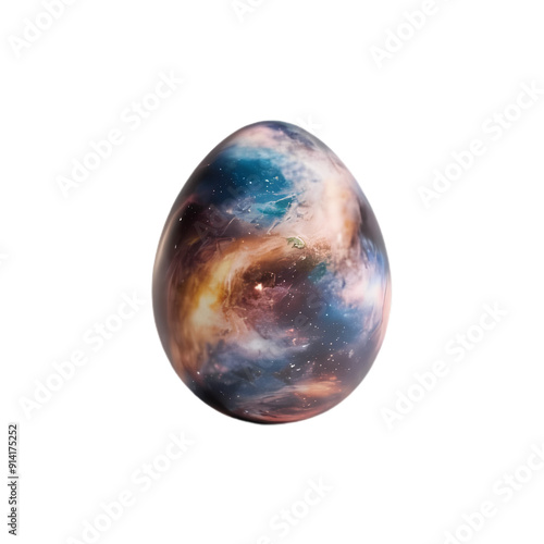 a galaxy texture chicken egg, isolated transparent background