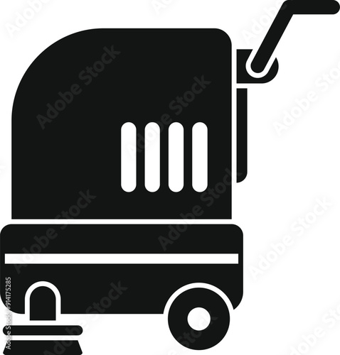 Black glyph icon representing a professional cleaning machine used by cleaning companies for floor care