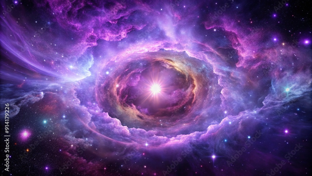 Purple gas nebulae in space and sparkling stars Purple gas nebulae in space and sparkling stars