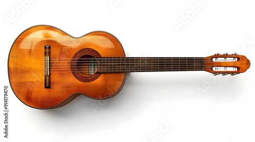 Isolated acoustic guitar on a white background