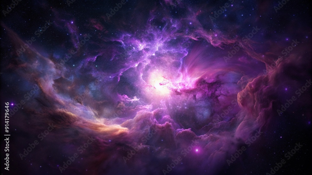 Purple gas nebulae in space and sparkling stars Purple gas nebulae in space and sparkling stars