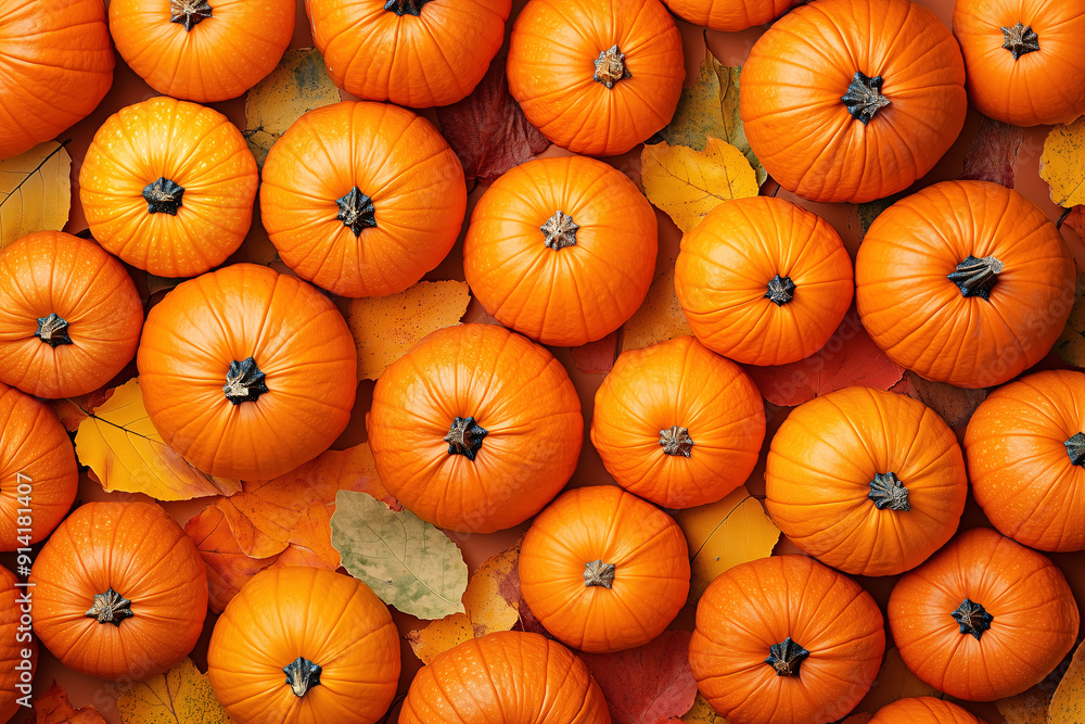 background of many orange pumpkins, top view, top view, flat lay background of many orange pumpkins, top view, top view, flat lay