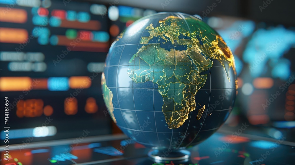 A 3D clip art of the globe with power outage and error notifications A 3D clip art of the globe with power outage and error notifications
