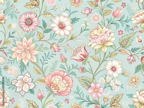 Vintage pink floral seamless pattern vector for wallpaper decor