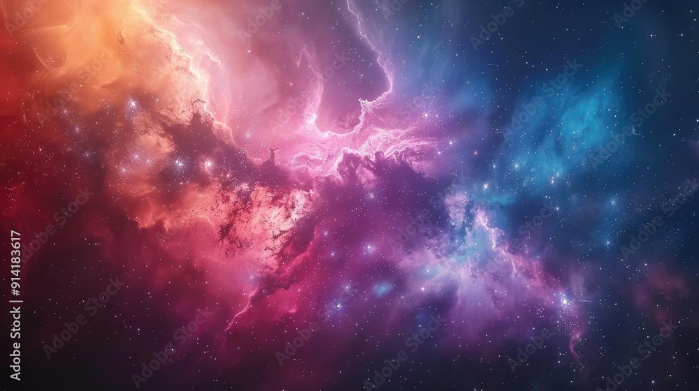 Vibrant cosmic nebula with swirling colors of pink, blue, and orange depicting the vastness of space and celestial beauty. Vibrant cosmic nebula with swirling colors of pink, blue, and orange depicting the vastness of space and celestial beauty.