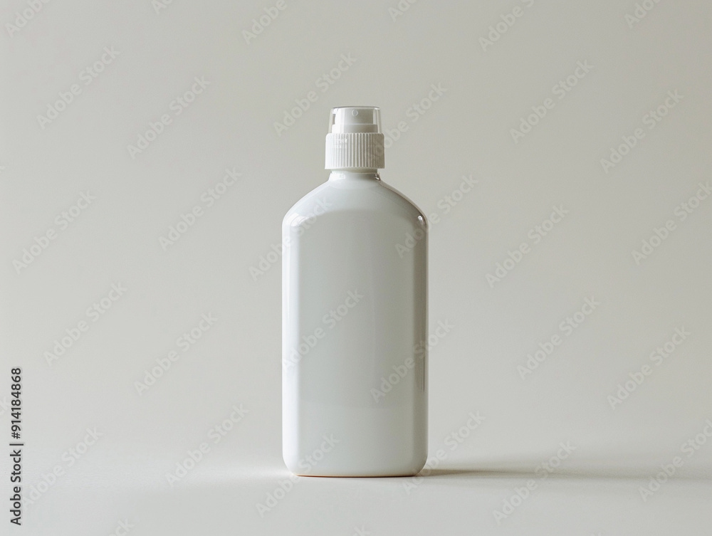Clean White Plastic Bottle Standing Alone on a Simple Background in Soft Lighting Clean White Plastic Bottle Standing Alone on a Simple Background in Soft Lighting