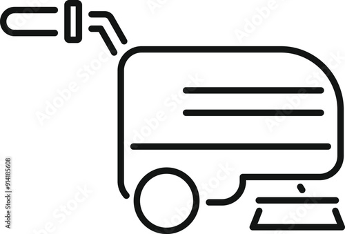 Line icon of a cleaning machine using a water jet for cleaning the floor