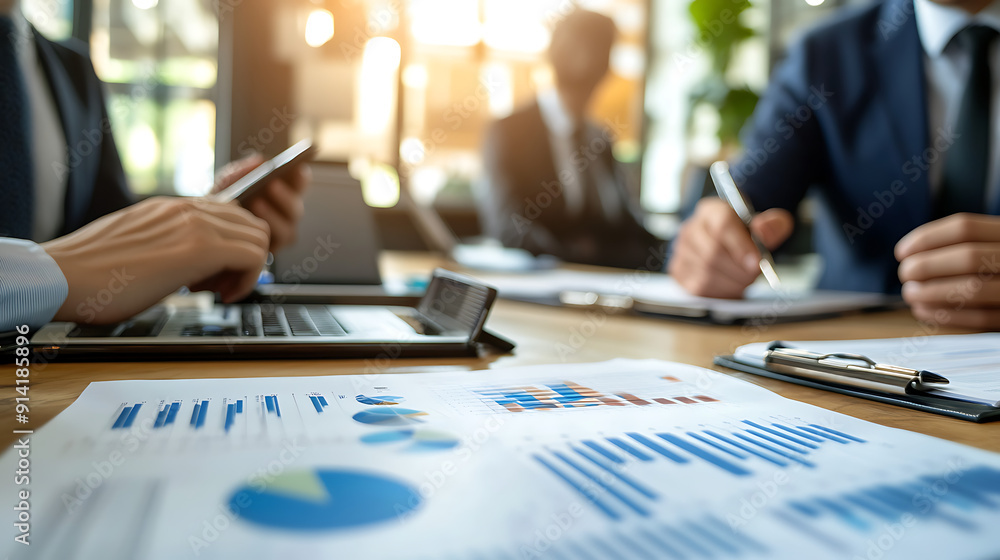 A financial advisor meeting with clients to discuss personalized investment strategies and fintech solutions A financial advisor meeting with clients to discuss personalized investment strategies and fintech solutions