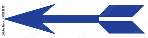 Straight long double vector arrow. Horizontal long straight arrow with two left and right pointers. Black width symbol isolated on white background