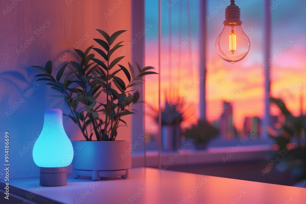 Blue and Orange Sunset Lamp Blue and Orange Sunset Lamp