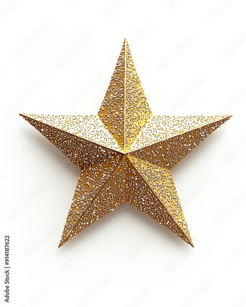 Gold glitter five-pointed star isolated on white background. Gold glitter five-pointed star isolated on white background.