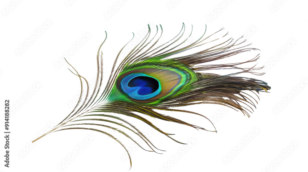 Obraz premium A peacock feather on transparent background