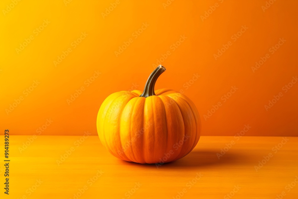 Minimalist Halloween Pumpkin on Vibrant Yellow Minimalist Halloween Pumpkin on Vibrant Yellow