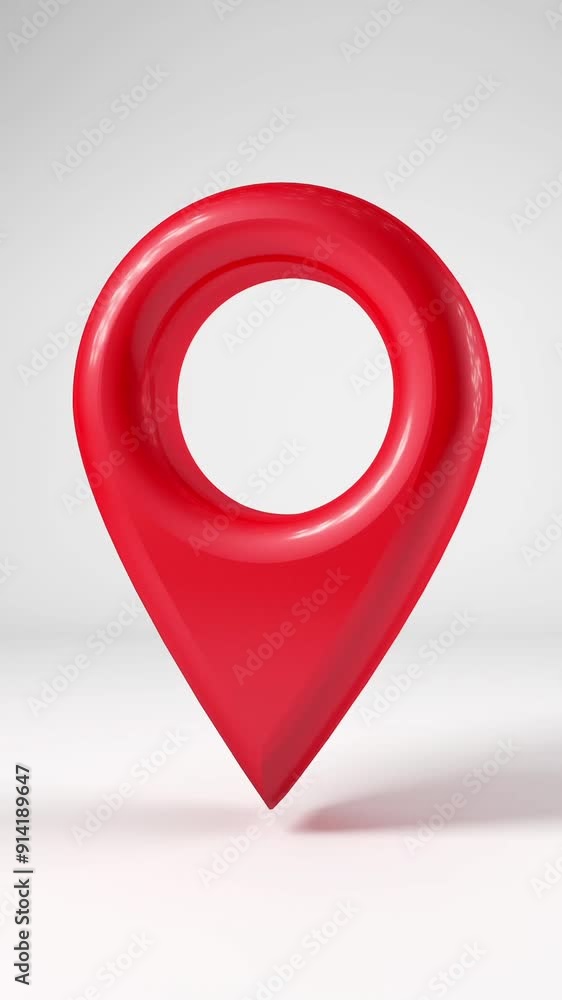 Rotating 3D location icon on white background Rotating 3D location icon on white background