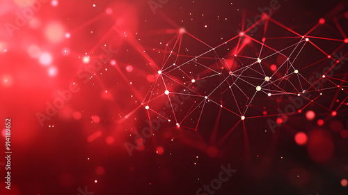 Abstract red polygonal tech network backgroundinterconnected dots and lines digital connectivity and technological advancements