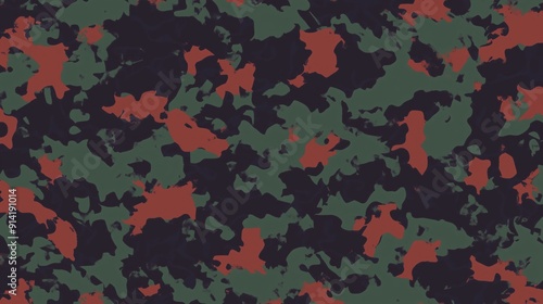 Stylish Camouflage Pattern in Green and Red Tones