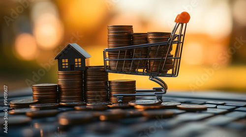 financial planning and saving for major life expenses, background is warm and slightly blurred 