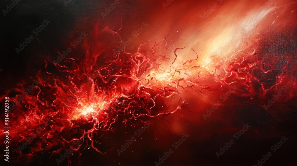 Obraz premium Abstract fiery red and orange nebula background.