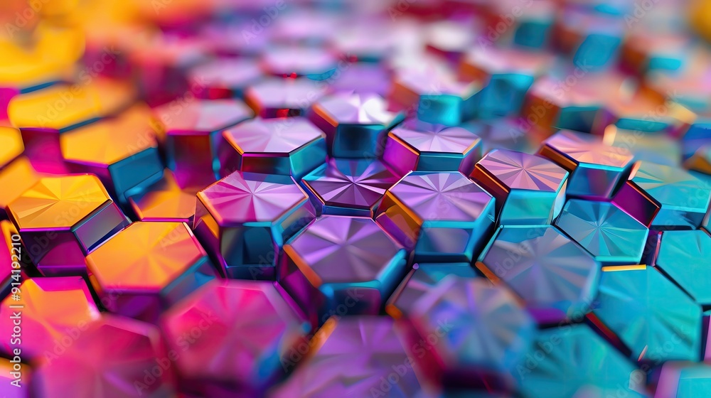 Colorful hexagonal patterns create a vibrant background, showcasing a mix of shades and reflections for artistic designs. Colorful hexagonal patterns create a vibrant background, showcasing a mix of shades and reflections for artistic designs.