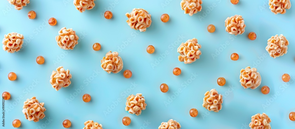 Top view of numerous sweet zefirs on a light blue backdrop with copy space image Top view of numerous sweet zefirs on a light blue backdrop with copy space image