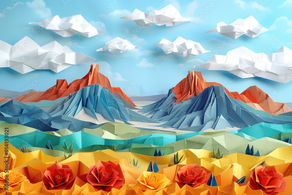 Origami Paper Town with Mountains and Clouds near New Mexico Border
Origami Paper Town with Mountains and Clouds near New Mexico Border