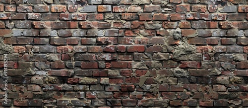 A brick wall featuring a mix of old and new bricks can be used as a background for design and presentations with a copy space image