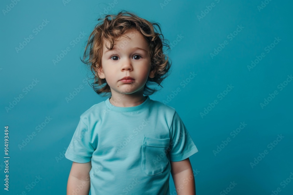 Naklejka premium Portrait of a cute male child against green background