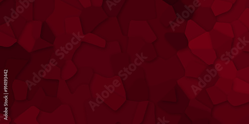 Durk red stained broken glass background design .white stained glass window art background .abstract seamless pattern with 3d shapes vector backdrop .