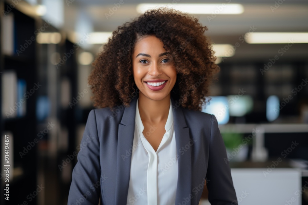 Fototapeta premium Smiling portrait of a young African American businesswoman
