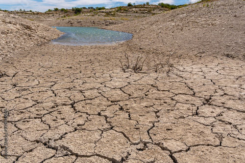 Dried up riverbed during long drought in the southwestern United States.