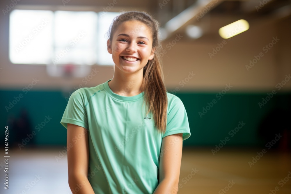 Smiling portrait of a female Caucasian teenage basketball player Smiling portrait of a female Caucasian teenage basketball player