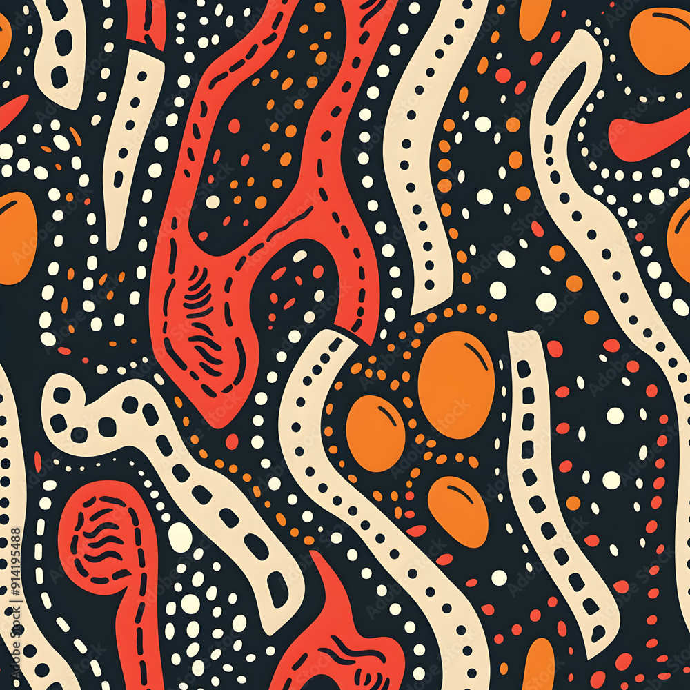 Naklejka premium Aboriginal style art pattern Illustration, a tiled pattern with graphic hand draw, matte color