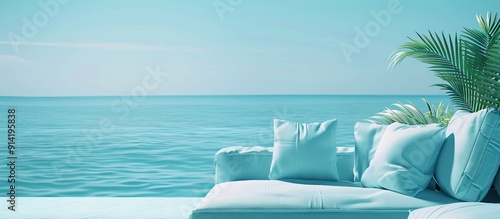 Soft denim in a bright pastel blue hue sets a soothing seaside ambiance providing a comfortable feel perfect for a copy space image