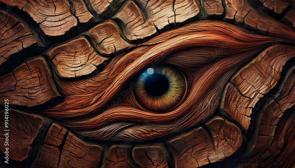 Obraz premium Drewno tekstura, drewniany wzór z okiem, dekoracja tapeta generative ai