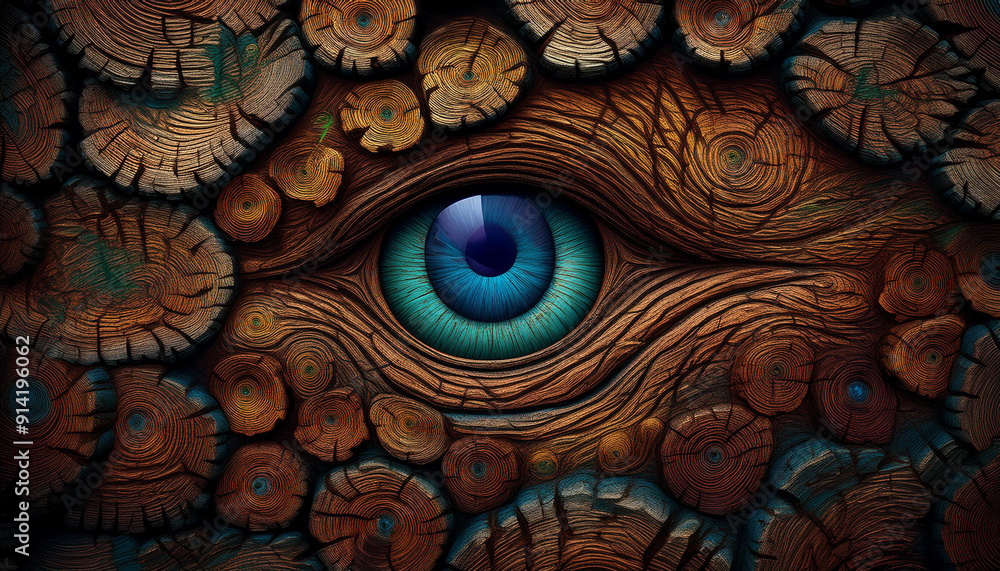Obraz premium Drewno tekstura, drewniany wzór z okiem, dekoracja tapeta generative ai