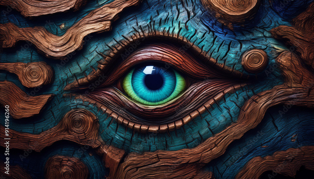 Obraz premium Drewno tekstura, drewniany wzór z okiem, dekoracja tapeta generative ai